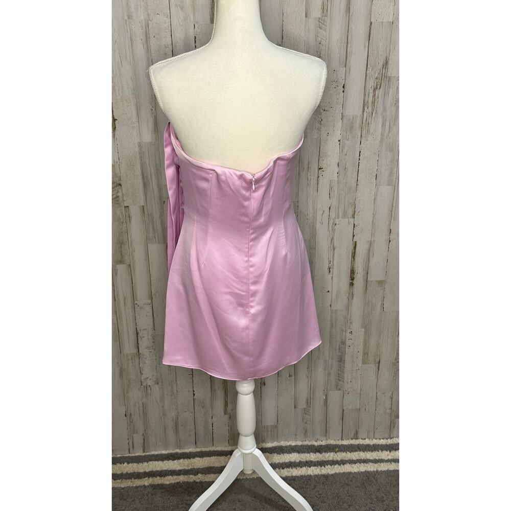 NWT Ramy Brook Women's Strapless Pink Satin Mini Dress Size 8 Party Cocktail - Picture 3 of 5